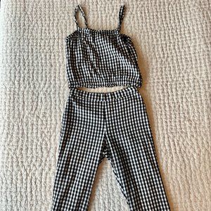 Girls black and white check top and pants set Abercrombie Kids